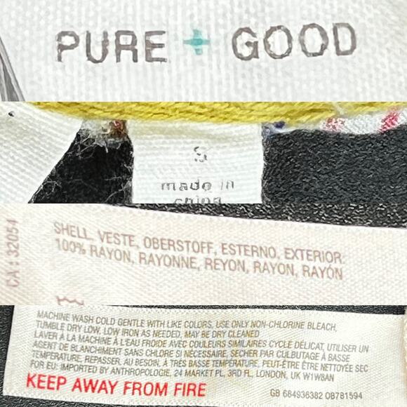 Anthropologie Pure + Good Floral Embroidered Striped Pajama Shirt Small - Picture 8 of 9